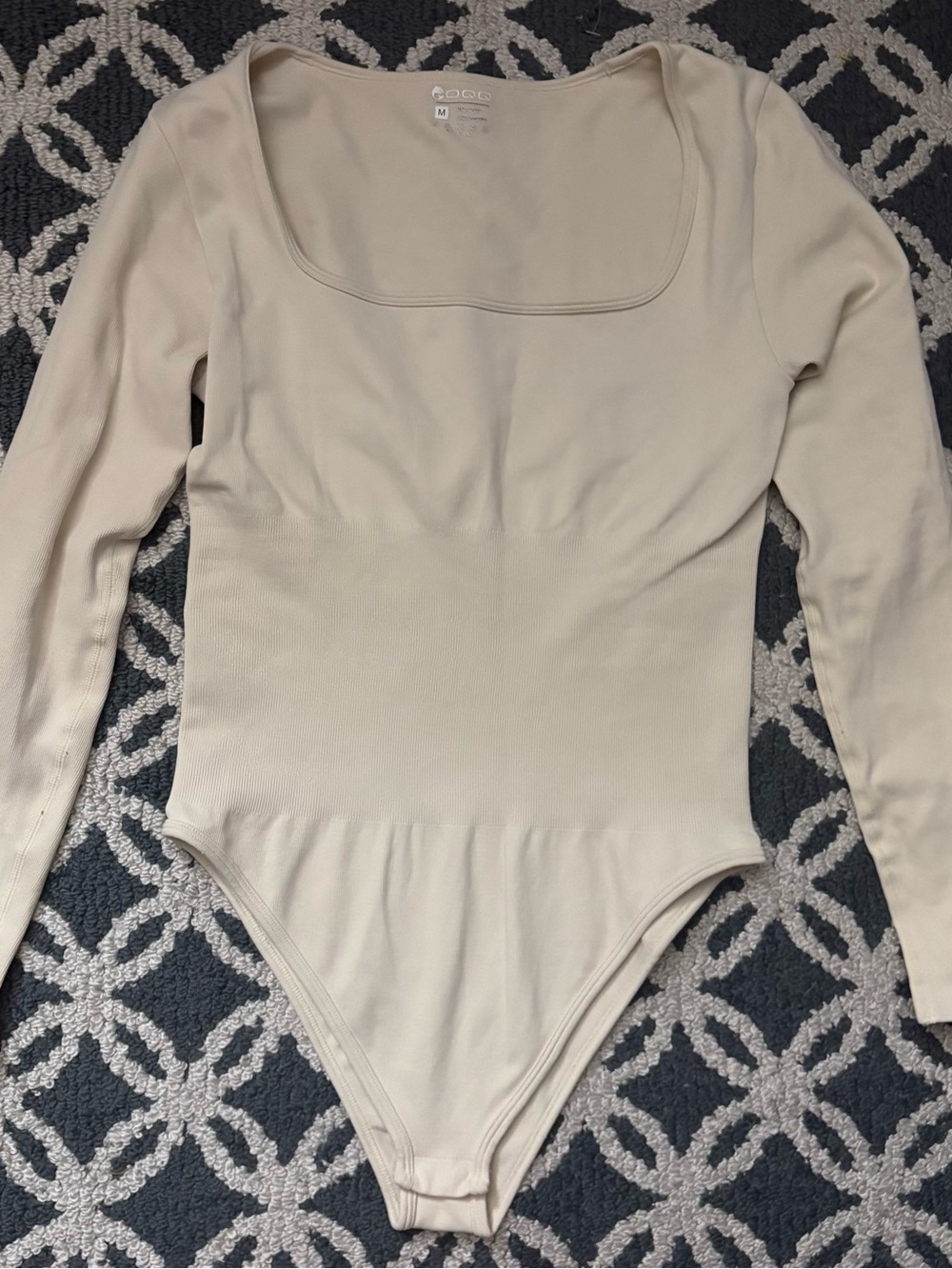 Women’s Long-Sleeve Squsre Neck Bodysuit - Cream